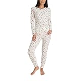 Laura Ashley Women's Thermal Underwear Set- Soft Brushed Waffle Base Layer Long Sleeve Shirt and Legging Set (Ivory Cardinal, Medium)