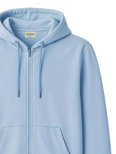 Image of ADRO Mens Cotton Solid Zipper Hoodie Sweatshirts