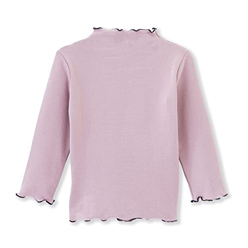 Image of Toddler Girls Long Sleeve Cotton Tee Shirts Ruffle Lace Mock Turtleneck Basic Blouse Outfit Tops