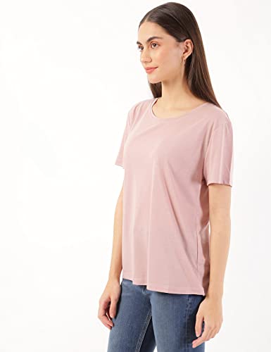 Image of Marks & Spencer Womens Solid Polyester Blend Crew Neck Relaxed Fit T Shirt