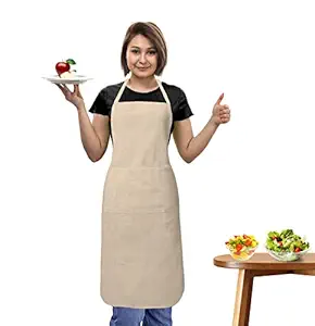 Oasis Home Collection Cotton Solid Apron (Free Size, Beige)