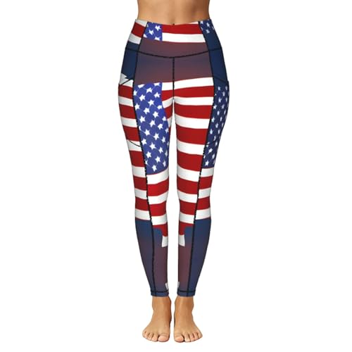 Ropa de gimnasio para mujer con estampado de bandera y control de abdomen en conjunto fitness mallas 2