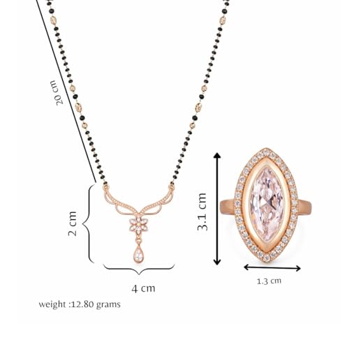 Image of Nilu's Collection Rose Gold Plated Mangalsutra With Black Bead Chain For Women