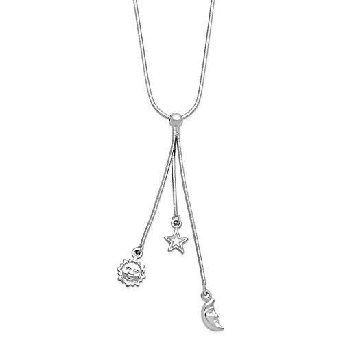 925 Sterling Silver Chain Sun/moon/star Necklace Pendant Charm Celestial Fine Jewelry For Women Gifts For Her