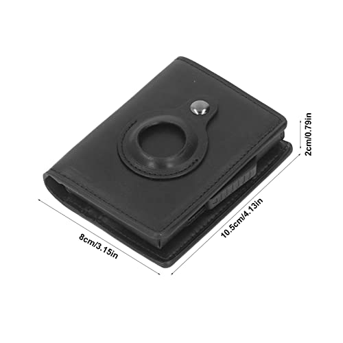 Leather Wallet for Men Women, Wallet Card Bag Aluminum Alloy PU Leather Multifunctional Anti Theft Card Holder for iOS Locator/507 (Color : Black)4