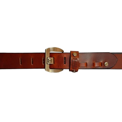 Image of Men's Genuine Leather Belt Branded, Jeans Leather Belt for Men, Brown Casual /Formal Premium Lether Belt