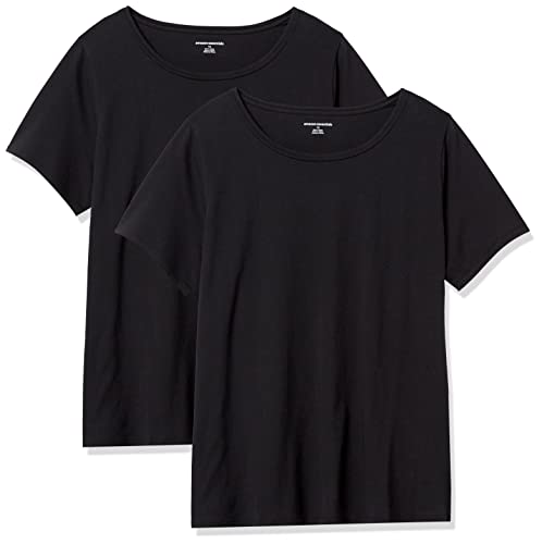 Amazon Essentials Women's Regular-Fit 100% Cotton Short-Sleeve Crewneck T-Shirt (Available in Plus Size), Pack of 2