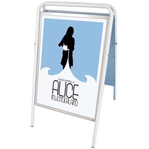 DisplayLager Expo Sign Kundenstopper – A2 – weiß, Stahl, Kundenstopper, APET, Magnetverschluss, Alu-Zink, wetterbeständigem PET Stayflat Film