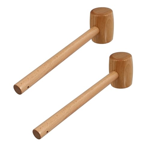 COLLBATH Wooden Crab Mallet Lobster Cracking Mallets 2pcs Sturdy Solid Wood Seafood Cracking Hammers Ergonomic Kitchen Tool for Shellfish Preparation