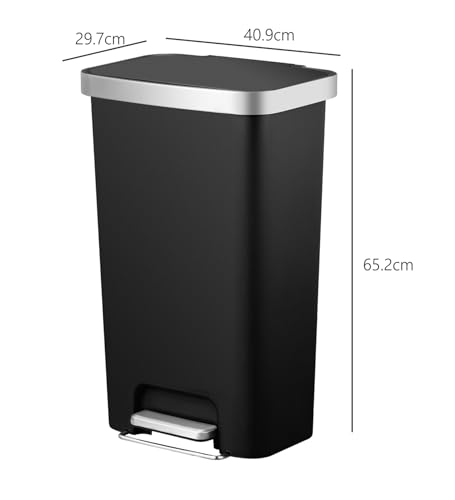 Image of Obsessions EKO 45L Plastic Step Bin with Pedal,Large Capacity Trash Can Ideal for Home, Kitchen and Office,Black