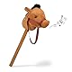 Relaxdays Steckenpferd mit Sound, Kinder, Plüsch & Kunststoff, Höhe: 68 cm, niedliches Stockpferd, Stabpferd, hellbraun