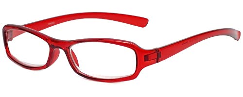Calabria 8034 Oval Designer Reading Glasses +1.50 Red Women Spring Hinged Single Power Readers Lenses Durable