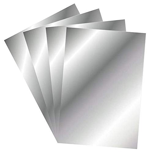 FOGAWA 4 Pcs Strong Mirror Tiles 6 x 9 Inch Self-Adhesive Stick On Mirror Sheets Acrylic Mirror Wall Stickers for Craft Home Wall Decor