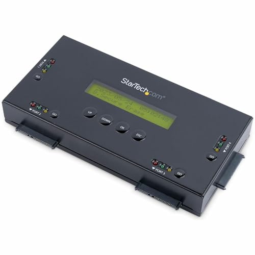 Image of StarTech.com 4 Bay SSD /HDD Hard Drive Eraser, 2.5 /3.5 inch SATA, Hostless Standalone Secure Erase, Disk Sanitizer, Hardware Wiper Erasing Tool, 9 Modes, RS232 Printer Port, NIST /DOD, LCD, TAA (SATERASER4)