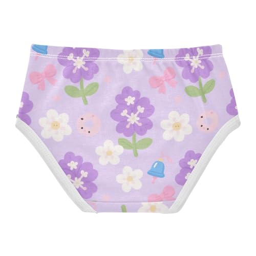 Girls' Underwear Flowers Floral Purple White Toddle Brief Panties 2-8 Years 203005632