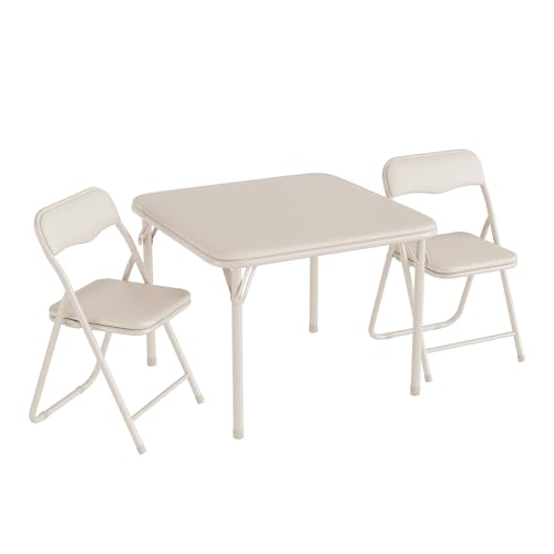 Garvee Con 1 Caja 1+2 Pequeño Conjunto De Mesa y Sillas Plegables De PU para Juegos De Mesa   Mueble De Cocina Beige