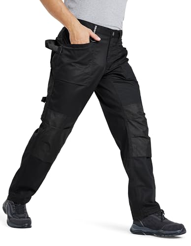 DURAWERK Men's Work Pants, Carpenter Pants with Reinforced Knee Pad Pockets, Heavy Duty Durable Safety Trousers, Utility Cargo Pants, Ripstop Tactical Pants for Outdoor Construction (Black, 34WX30L) - Image 5