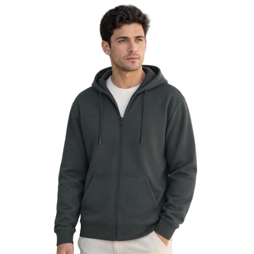 Image of Nobero Classic Zipper Hoodie for Men | Zip Up Hoodies for Men | Regular Fit | Full Zip Closure | Drawstring Hood | Zipped Hooded Sweatshirt | Cotton Rich Zipper Fleece Hoodie