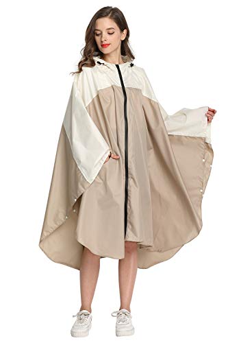 Image of Rain Poncho Hooded Waterproof Raincoat Jacket for Adults with Zipper