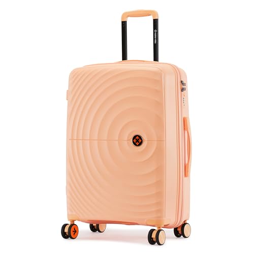 Image of Nasher Miles Polypropylene Spinner Seattle Hard-Sided Check-in Luggage 24 inch | 65cm | 8 Wheels Medium Trolley Bag for Travel | Suitcase (Peach)