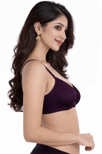 Image of Women's Cotton Medium Padded Bra | Soft & Breathable Fabric | Full Coverage Everyday Comfort Bra | Adjustable Straps & Back Hook Closure