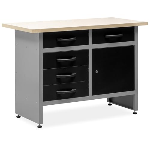 METALLMOBELL - Etabli Atelier Garage | 120x60x84cm, avec Tiroirs et Armoire Verrouillable | Table...