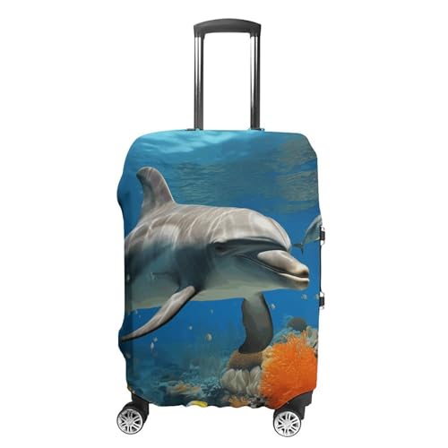 Carry on Luggage Cover Dolphins Blue Suitcase Covers for Luggages Tsa Approved Travel Luggage Sleeve Protector Elastic Suitcase Protector Anti-Scratch Washable Fits 19-30 Inch Case -M