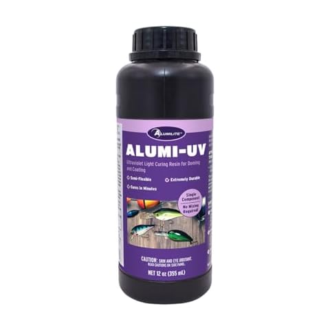 Alumilite Alumi-UV Fast Curing, High Gloss, Clear UV Resin - Ideal for Crafts, Jewelry, Glossy Look Resin Forr Doming and Coating, Perfect for Fishing Lures, Coasters (12 Ounce) Cover