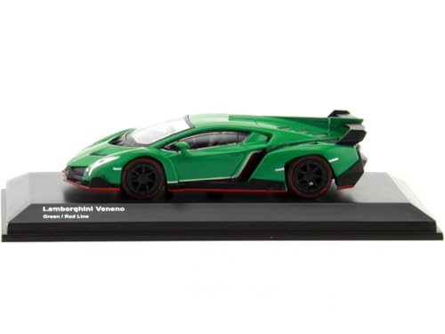Veneno Green with Red Line 1/64 Diecast Model Car miniatura 2