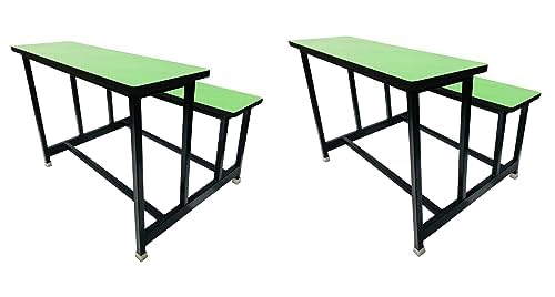 TARUN GRAMUDYOG Home Tution School Duel Desk Medium Bench for Two Students Heavy Duty Frame with ply Board red Color (for Classes 3rd to 7th), Pack of 2
