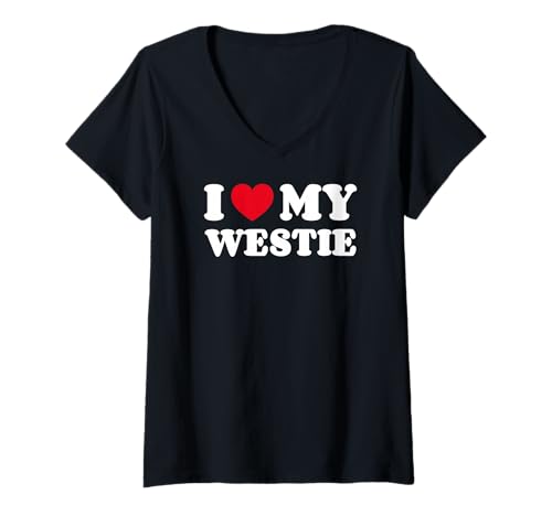 Imagen de Mujer Westies Westy West Highland White Terrier I Love My Westie Camiseta Cuello V
