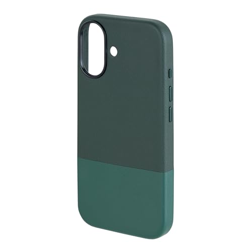 Image of TEKNE Dual-Tone Vegan Leather Case for iPhone 17 | MagSafe Compatible | 2m Drop Protection | Slim & Scratch Resistant | Raised Camera Protection Back Cover - Green