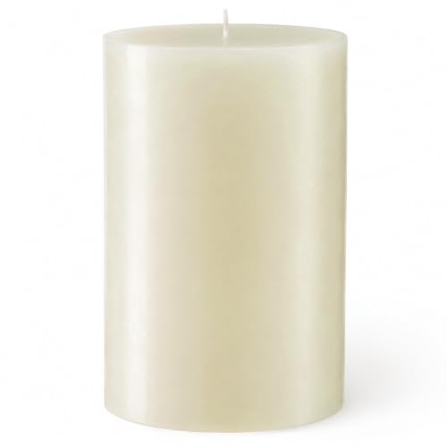 Mister Candle Unscented 4x6 Ivory Pillar Candle Solid Color Cotton Wick Dripless & Smokeless Premium Wax Candle for Home Decor Handmade 120 Hour Burn Time