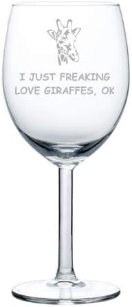 Wine Glass Goblet I Just Freaking Love Giraffes Funny (17 oz Stemless)