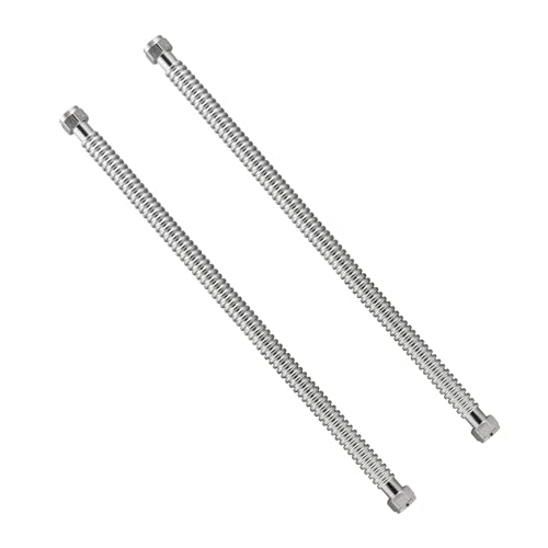 Watflow 24inch Stainless Steel Corrugated Water Heater Connector Flexible for Female Iron Water Pipes Fitting, 3/4' FIP x 3/4' FIP(2 Packs)…