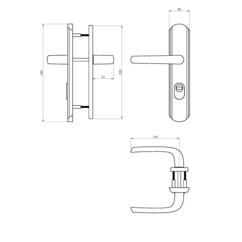 Srebrny uchwyt do drzwi paliwa - Klucz I - Secumax up - krowa