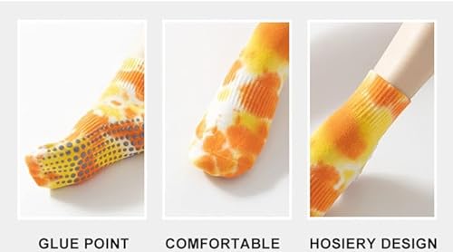 VAZZIC Women's Tie Dye Sport Socks - 1/4/5/6 Pairs Non Slip Grip Cushioned Crew & Long Floor Socks4