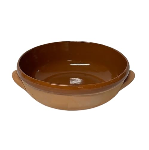 Casserole bordée en terre cuite semi-maltée 24 cm - Plaque artisanale de four avec bord élevé - Fait main en Italie - Idéal pour les soupes, ragoûts et...