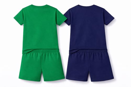 Image of NammaBaby Boy's Cotton Printed Premium Half Sleeves T-Shirt and Shorts Top and Bottom Set /Tshirt-Shorts with Pocket Combo of 2
