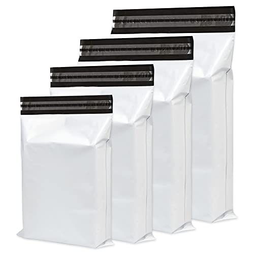 UGIX Buste per Spedizioni Vinted, 100Pcs-4 Misure- Sacchetti Spedizione Opaqui Autoadesivi, Pacchi per Spedizioni Vinted Vestiti, Scarpe,Libri-Resistenti all'Acqua e Strappi-Ideali per Piccole Imprese