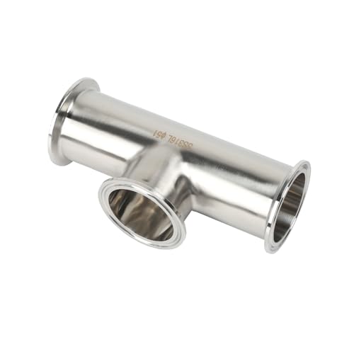 Image of QiiMii Tri Clamp 2 inch instrument Tee Tri Clover Tee Fittings 3 Way Stainless Steel SS316L,51mm Pipe OD(2 Inch),Used In Pharmacy