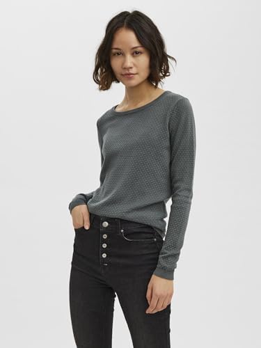 VERO MODA VMCARE Dames Structure Longsleev O-Neck Blouse Ganoos Pullover, Blue Fog, XL (EU