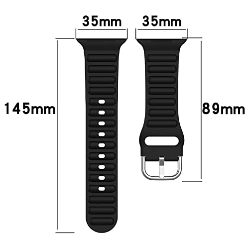 Image of TECHONTO 42mm,44mm & 45mm Tubular & Wavy Design Soft Silicone Smart Watch Strap Compatible for Watch Series SE 8 7 6 5 4 3 2 with Classic Clasp for for Men & Women (Black)