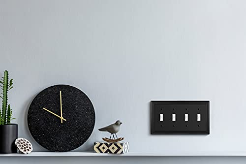 Image of Henne Bery Sunken Pearls Heavy Duty Decorative Wall Plate Switch Plate Outlet Cover (Quad Toggle, Matte Black)