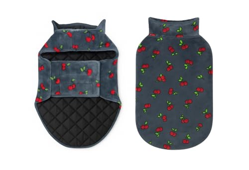 Image of The Pets Company Dog Winter Coat Jacket, Clothes, Windproof, Reversible, Light Weight, Washable, Ultra Warm Thick Fleece Lined Dog Vest for Cold Weather Protection, (Grey Cherry, XX-Large - 30 Inch)