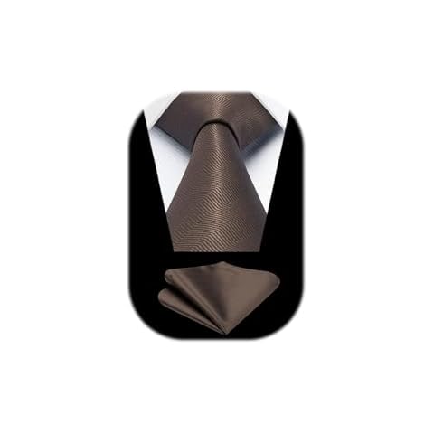 HISDERN Cravate Marron et Pochette Cover