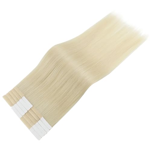 Image of LaaVoo Seamless Human Hair Tape in Injection Extensions Invisible Tape in Hair Extensions Human Hair Tape on Hair Extensions Bleach Blonde 22 Inch 50g 20Pcs