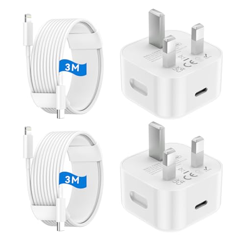 For iPhone 14 13 12 11 Charger iPhone Charger fast Charge 3M Long usb c lightning cable with 20W USB C Charge Plug UK Wall Phone Power Adapter Lead Head for iPhone 14/13/12/11/Pro/Max/XS/Max/XR/X iPad