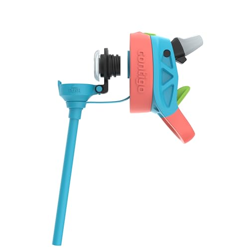 Image of Contigo Kids Cleanable AutoSpout Water Bottle with Pop up-Straw, BPA-Free Plastic, 20oz, Blue Raspberry & Coral