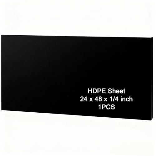 Image of HDPE Sheet 1 /4-24 inch x 48 inch High Density Polyethylene Sheets with Protective Film 1 /4 Thick HDPE Plastic Sheet Board Solid Plastic Block for Flat Panel DIY Projects Machining Home (Black)